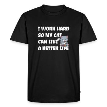 I work hard for my cat - Men's Premium Organic T-Shirt - black - Front - Nico (187cm)