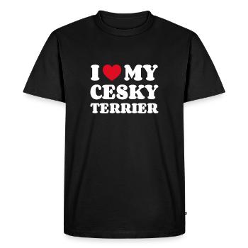 J’adore mon Cesky Terrier - T-shirt Premium bio Homme - noir - Devant - Nico (187cm)
