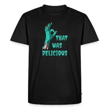 Zombie Main Drôle Dire Halloween Mort-vivant - T-shirt Premium bio Homme - noir - Devant - Nico (187cm)