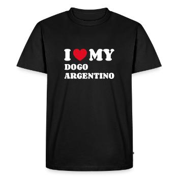 J’adore mon dogue argentin - T-shirt Premium bio Homme - noir - Devant - Nico (187cm)