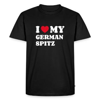 J’aime mon Spitz allemand Deutscher Spitz - T-shirt Premium bio Homme - noir - Devant - Nico (187cm)