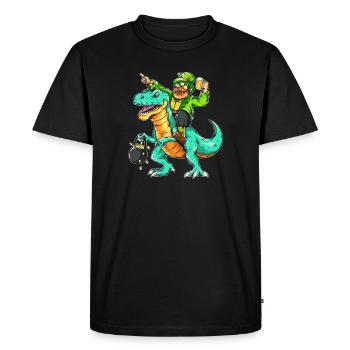St. Patrick's Day Leprechaun Leprechaun Dino T-Rex Beer - Men's Premium Organic T-Shirt - black - Front - Nico (187cm)