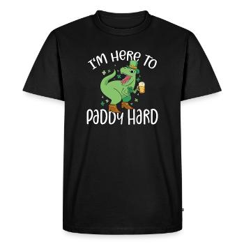 Bière de dinosaure T-Rex Leprechaun Je suis là pour Paddy Hard - T-shirt Premium bio Homme - noir - Devant - Nico (187cm)