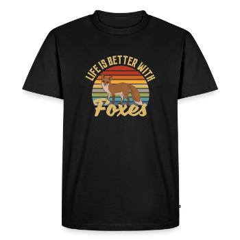 La vie est meilleure avec les renards - T-shirt Premium bio Homme - noir - Devant - Nico (187cm)