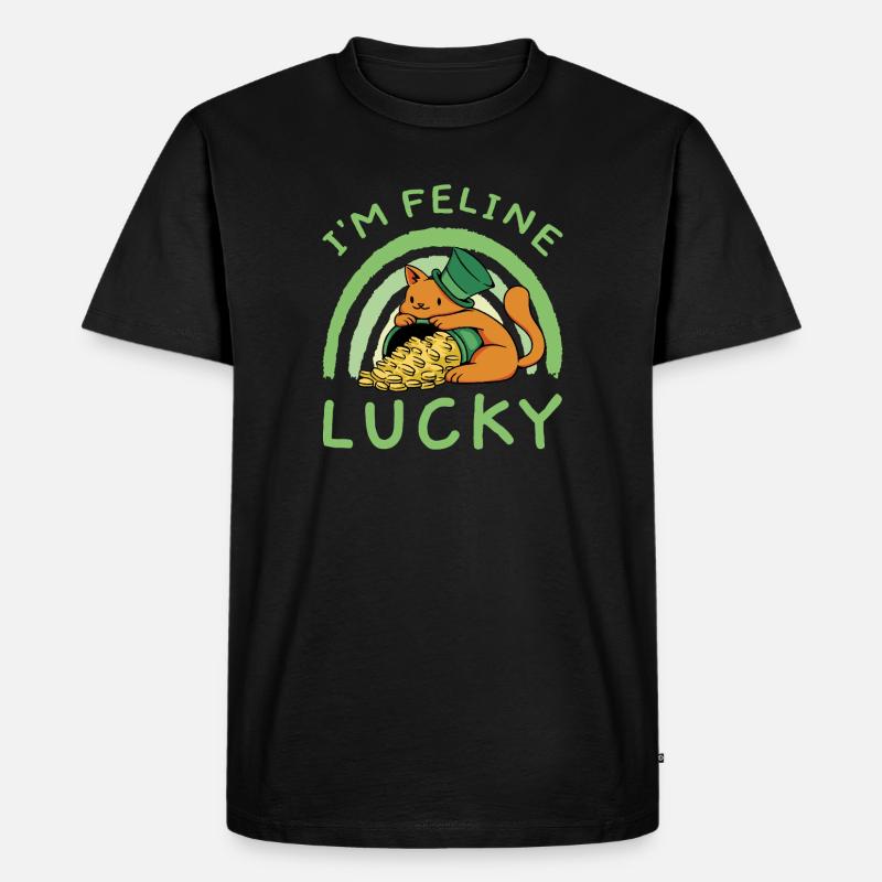 Saint-Patrick Chat heureux Kitty Chaton - T-shirt Premium bio Homme - noir