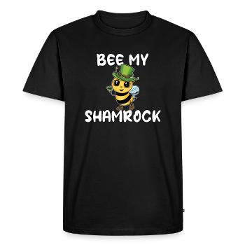 Abeille mignonne Leprechaun Goblin disant trèfle - T-shirt Premium bio Homme - noir - Devant - Nico (187cm)