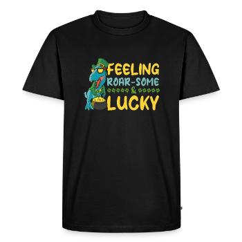 Leprechaun T-Rex Dino Dinosaur St. Patrick's Day - Men's Premium Organic T-Shirt - black - Front - Nico (187cm)