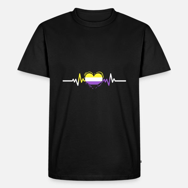Nonbinary Pride Heartbeat Nonbinary Pride - Männer Premium Bio T-Shirt - Schwarz