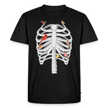 Squelette Cage Thoracique Oiseaux - T-shirt Premium bio Homme - noir - Devant - Nico (187cm)