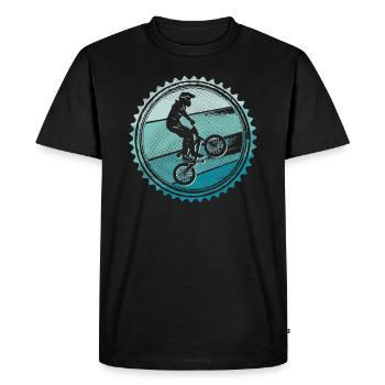 Vélo Cycliste Retro Tricks BMX - T-shirt Premium bio Homme - noir - Devant - Nico (187cm)