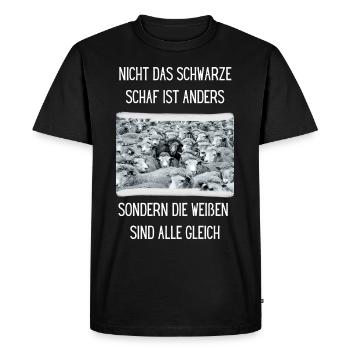 Sei anders - Schwarzes Schaf - Männer Premium Bio T-Shirt - Schwarz - Vorne - Nico (187cm)