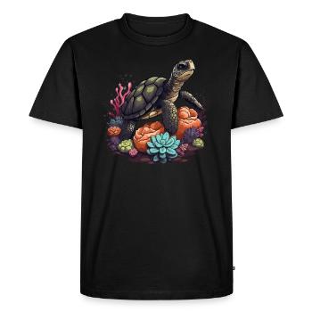 Turtle Animal Corals - Men's Premium Organic T-Shirt - black - Front - Nico (187cm)