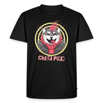 chien punk crête iroquoise - humour animal - T-shirt Premium bio Homme - noir - Devant - Nico (187cm)