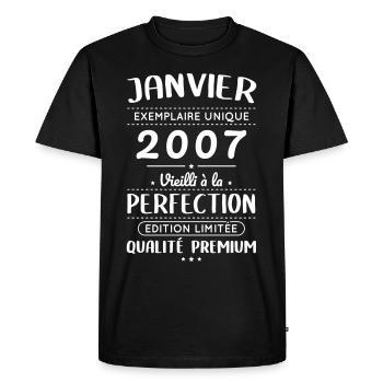 18th Birthday - January 2007 Perfection - Men's Premium Organic T-Shirt - black - Front - Nico (187cm)