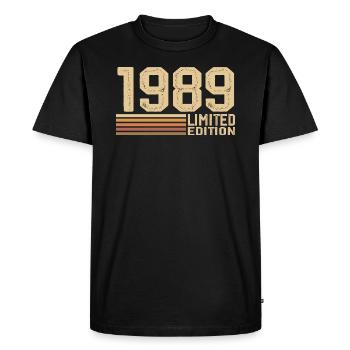 Né en 1989 anniversaire - Cadeau 1989 Vintage 1989 - T-shirt Premium bio Homme - noir - Devant - Nico (187cm)