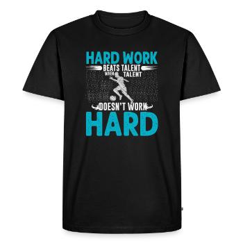 Hard Work Beats Talent Sport Motivation - Men's Premium Organic T-Shirt - black - Front - Nico (187cm)