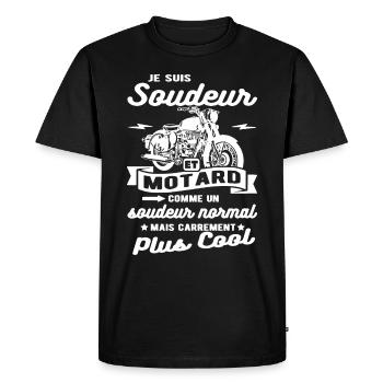 soudeur et motard moto - T-shirt Premium bio Homme - noir - Devant - Nico (187cm)