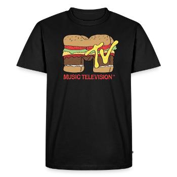 MTV Music Television Logo De Burger - T-shirt Premium bio Homme - noir - Devant - Nico (187cm)