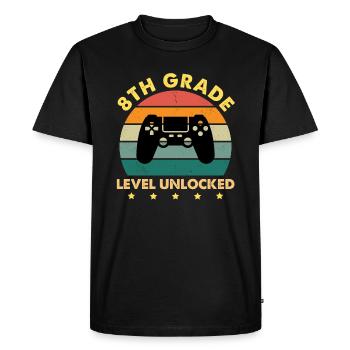 Niveau 8e année Débloqué Vintage Sunset - T-shirt Premium bio Homme - noir - Devant - Nico (187cm)