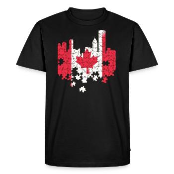 Canada Flag Puzzle Canada Maple Leaf Maple Leaf - Men's Premium Organic T-Shirt - black - Front - Nico (187cm)