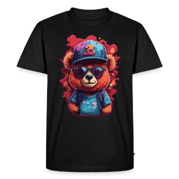 Bjorn Cool avec lunettes de soleil et casquette de baseball - T-shirt Premium bio Homme - noir - Devant - Nico (187cm)