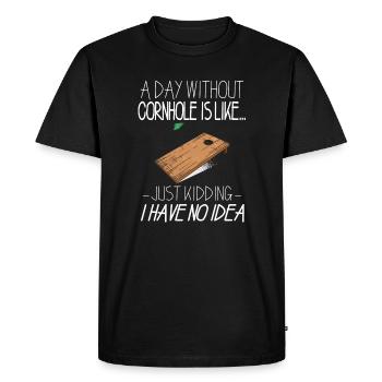 Une journée sans cornhole disant tendance sport humour - T-shirt Premium bio Homme - noir - Devant - Nico (187cm)