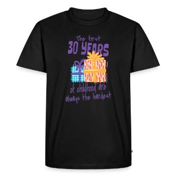 30e anniversaire Les 30 premières années de l’enfance - T-shirt Premium bio Homme - noir - Devant - Nico (187cm)