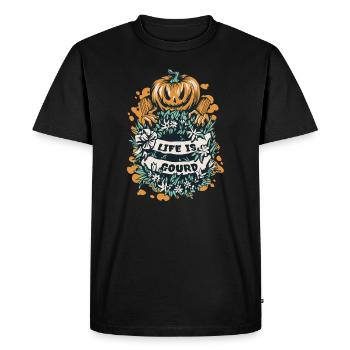 Citrouille d’Halloween disant que la vie est une gourde - T-shirt Premium bio Homme - noir - Devant - Nico (187cm)