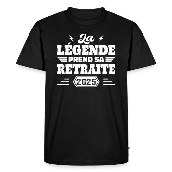 La Légende Prend Sa Retraite 2025 Cadeau Retraite - T-shirt Premium bio Homme - noir - Devant - Nico (187cm)