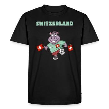 Éventails suisses / Hippopotame suisse - T-shirt Premium bio Homme - noir - Devant - Nico (187cm)