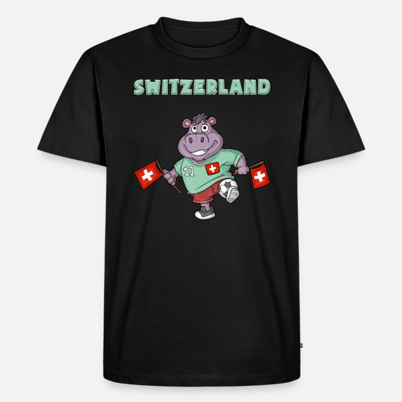 Schweizer Fans / Schweiz Nilpferd - Männer Premium Bio T-Shirt - Schwarz