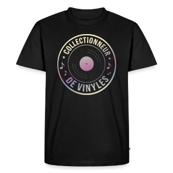 Collectionneur de vinyles - T-shirt Premium bio Homme - noir - Devant - Nico (187cm)