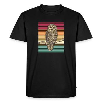 Hibou oiseau de rapace Retro Raykauz cadeau - T-shirt Premium bio Homme - noir - Devant - Nico (187cm)