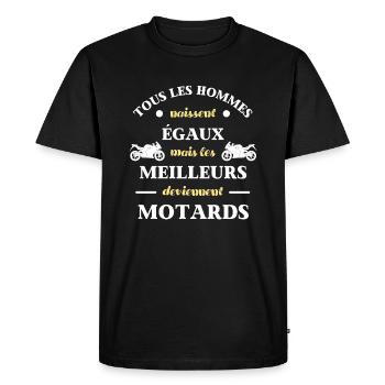 t shirt meilleur motard humour moto homme motards - T-shirt Premium bio Homme - noir - Devant - Nico (187cm)