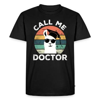 Drôle de lama Docteur Doctorat Sort - T-shirt Premium bio Homme - noir - Devant - Nico (187cm)