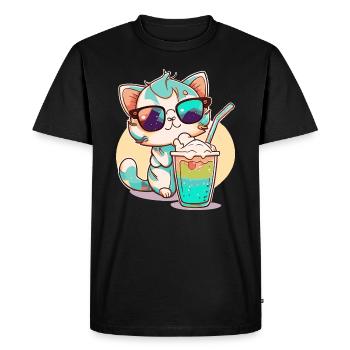 Chat sur la plage - T-shirt Premium bio Homme - noir - Devant - Nico (187cm)