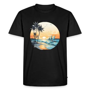 Vibrations de l’océan, vibrations de la plage, coucher de soleil sur la plage, oce - T-shirt Premium bio Homme - noir - Devant - Nico (187cm)
