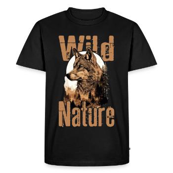 Loup Tête de loup Forêt Nature Nature Montagnes Nature sauvage Coloré - T-shirt Premium bio Homme - noir - Devant - Nico (187cm)