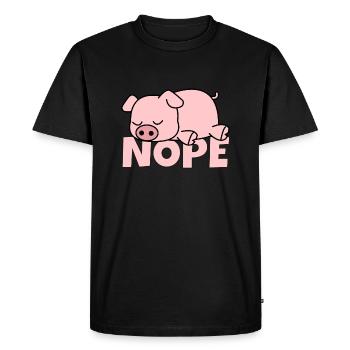 Nope Faules Schweinchen Süßes Schwein - Männer Premium Bio T-Shirt - Schwarz - Vorne - Nico (187cm)