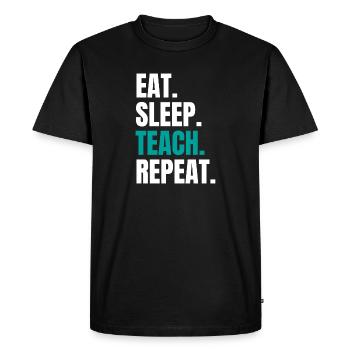 Enseignant Enseignant Mange Sommeil Enseigner Répéter - T-shirt Premium bio Homme - noir - Devant - Nico (187cm)