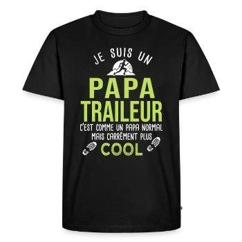 papa traieur ultra trail course à pied run - T-shirt Premium bio Homme - noir - Devant - Nico (187cm)