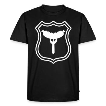 Armoiries de la fourchette à saucisse - T-shirt Premium bio Homme - noir - Devant - Nico (187cm)