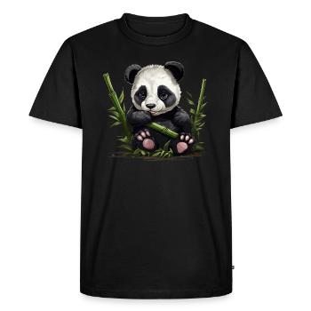 Panda Ours Bambou Panda Bébé - T-shirt Premium bio Homme - noir - Devant - Nico (187cm)