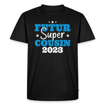 Futur super cousin 2023 cadeau humour anniversaire - T-shirt Premium bio Homme - noir - Devant - Nico (187cm)