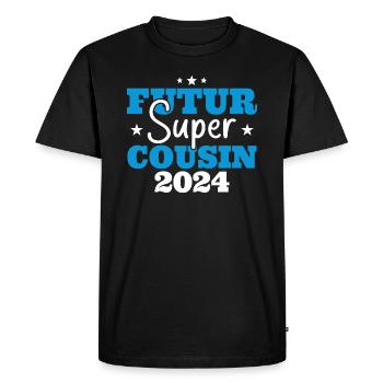 Futur super cousin 2024 cadeau humour anniversaire - T-shirt Premium bio Homme - noir - Devant - Nico (187cm)