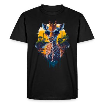 Girafe cool - T-shirt Premium bio Homme - noir - Devant - Nico (187cm)