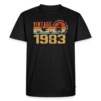 Vintage 1983 Cadeau Anniversaire - Millésime 1983 - T-shirt Premium bio Homme - noir - Devant - Nico (187cm)