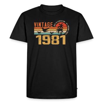 Vintage 1981 Cadeau Anniversaire - Millésime 1981 - T-shirt Premium bio Homme - noir - Devant - Nico (187cm)