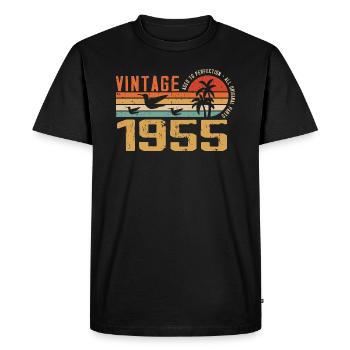 Vintage 1955 Cadeau Anniversaire - Millésime 1955 - T-shirt Premium bio Homme - noir - Devant - Nico (187cm)