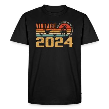 Vintage 2024 Cadeau Anniversaire - Millésime 2024 - T-shirt Premium bio Homme - noir - Devant - Nico (187cm)